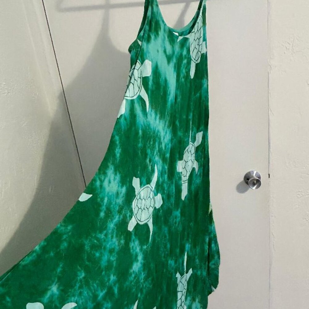 Boho Turtle Green Maxi Dress - Gorgeous NEW Fits Large  j1